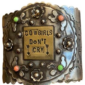 Cowgirls Don't Cry Silver and stones Cuff  Bracelet
